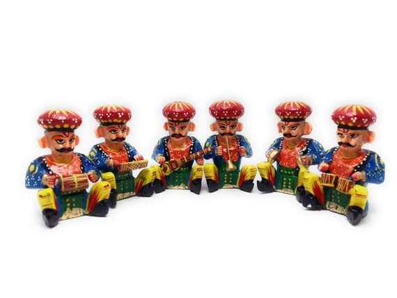 Wooden Handmade Rajasthani Musician set of 6
