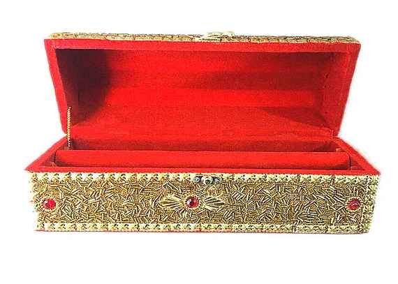 Handmade Stone Beaded Art Work Bangle And Jewellery Box Size