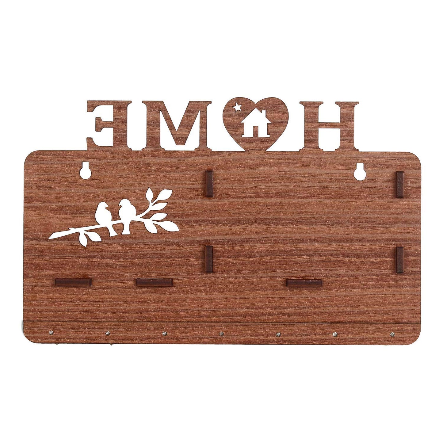 Beautiful Wooden 7 Hooks Wall Key Hanger and Mobile Stand For Home Decor