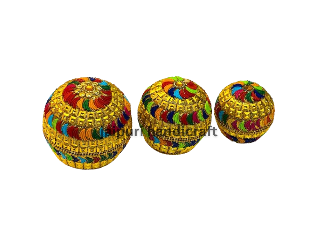 Beautiful Handmade 3pc Set Lacquer Work Jewellery Box For Decor