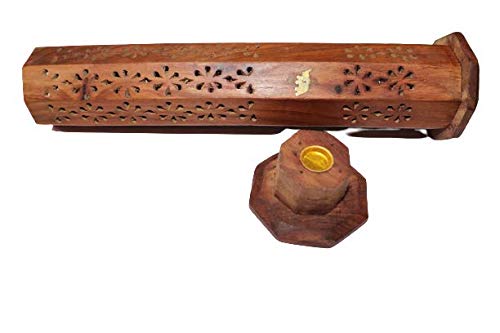 Wooden Incense Holder with Ash Catcher & Dhoop Stick Holder