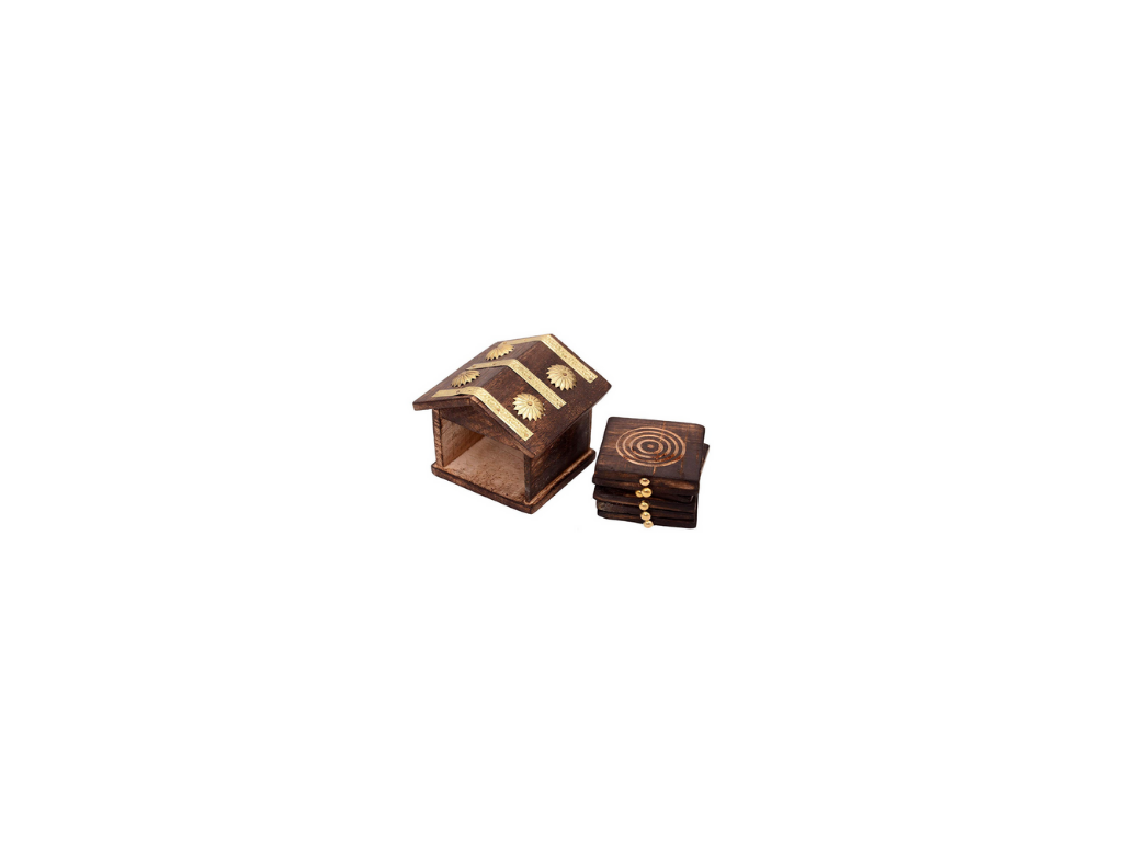 Wooden Hut Shape Coaster for Home Kitchen and Dinning Coffee Tea Coaster