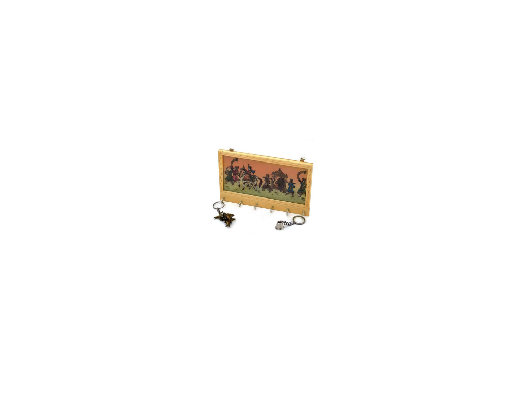 Wooden Hand Crafted Gemstone Painting Key Holder For Home Decor And Gift