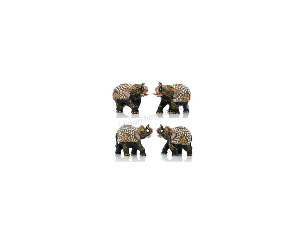 Wooden Elephant With Pearl Work