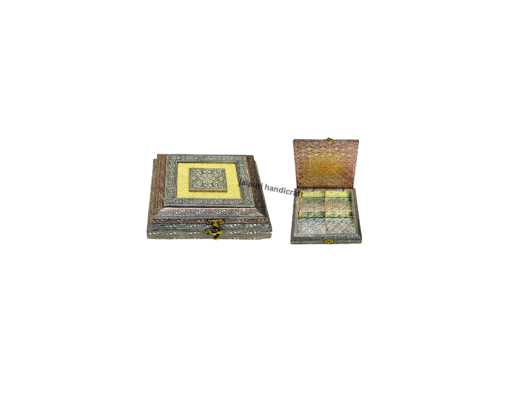 Wooden Oxidized Work Dry Fruit Box