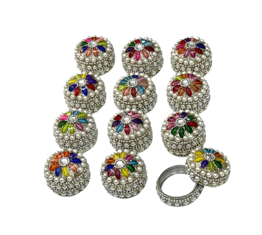 Aluminium Lacquer Sindoor , Pill And Earring Box (Set of 12), Round