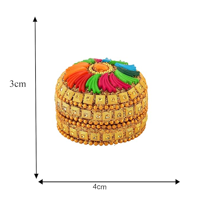 Aluminium Lacquer Sindoor , Pill And Earring Box (Set of 12), Round