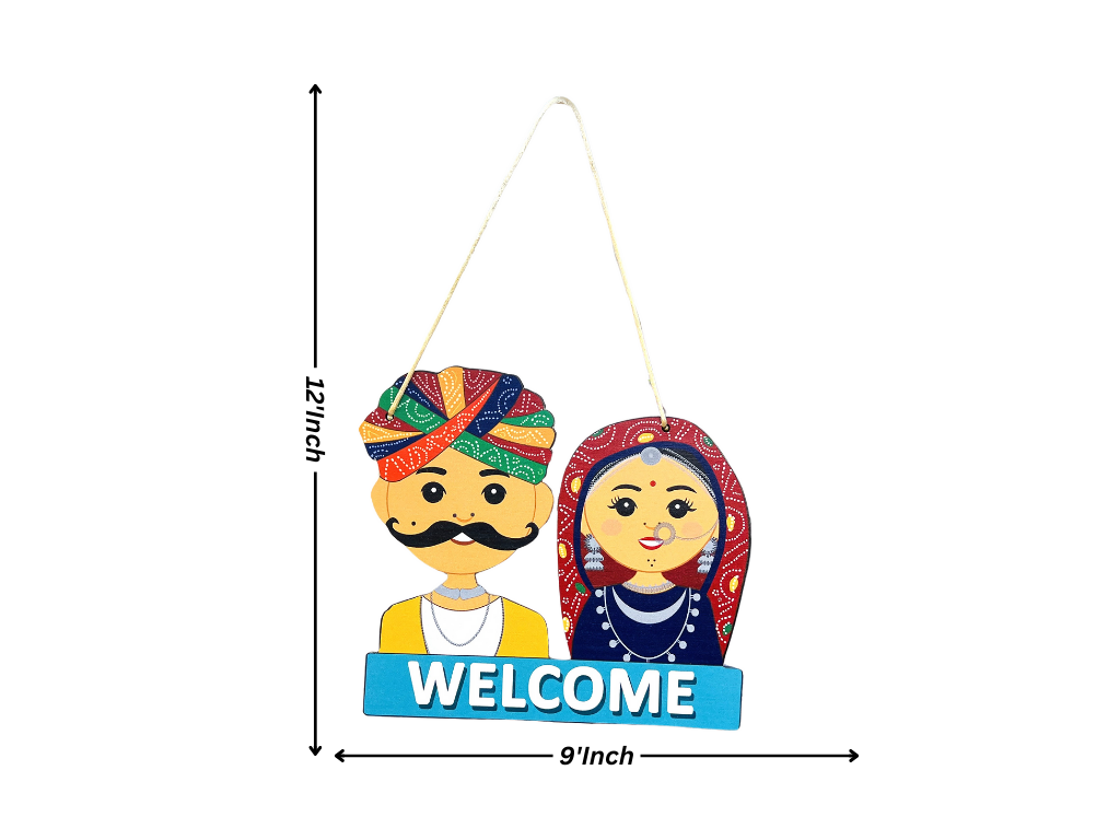 Handmade Wooden Indian Style Welcome Door Hanging