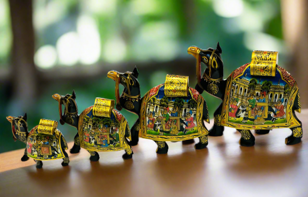 Indian Handmade Beautiful Wooden 4pc Camel Set For Decor