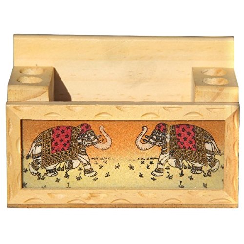 Handcrafted Wooden Gemstone Painting 4 Pen And Mobile Holder