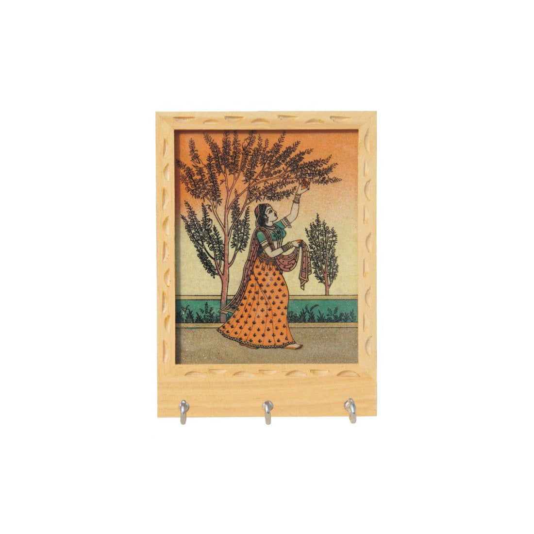 Wooden Hand Crafted Gemstone Painting Key Holder