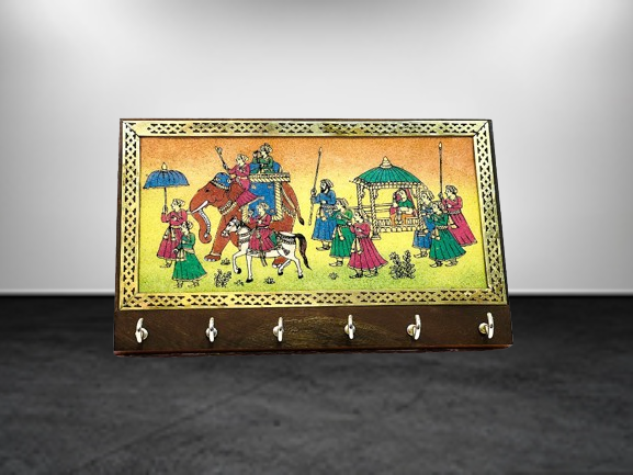 Handmade Rosewood Gemstone Painting 6 Key Hanger