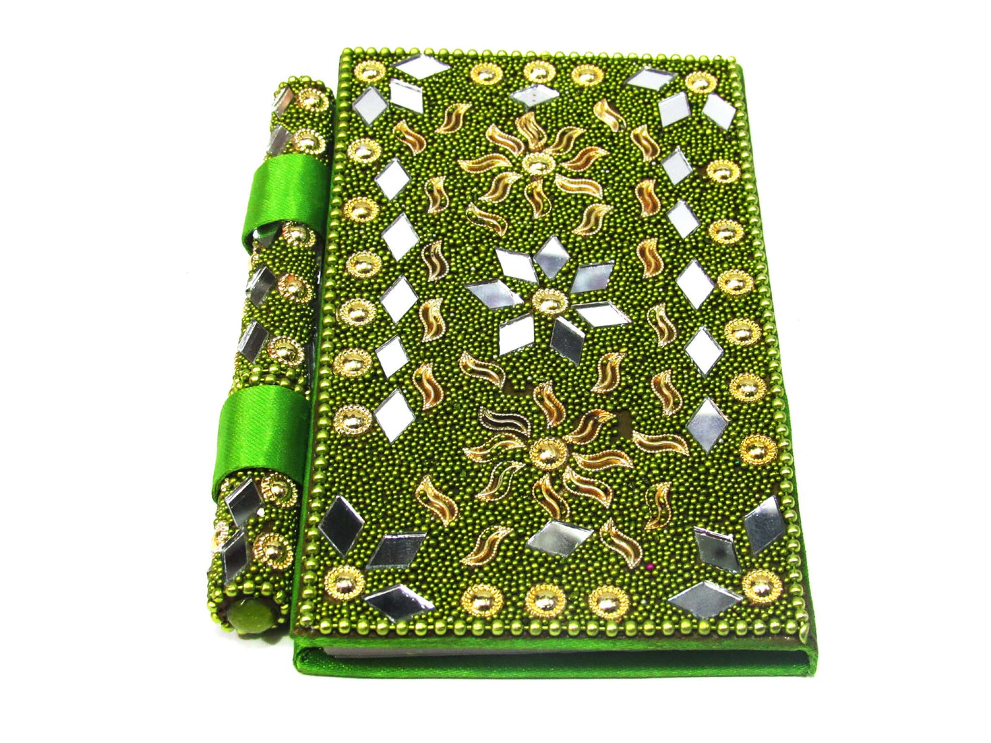 Handmade Lacquer, Mirror And Beats Work Diary With Pen For Gift And Personal Use