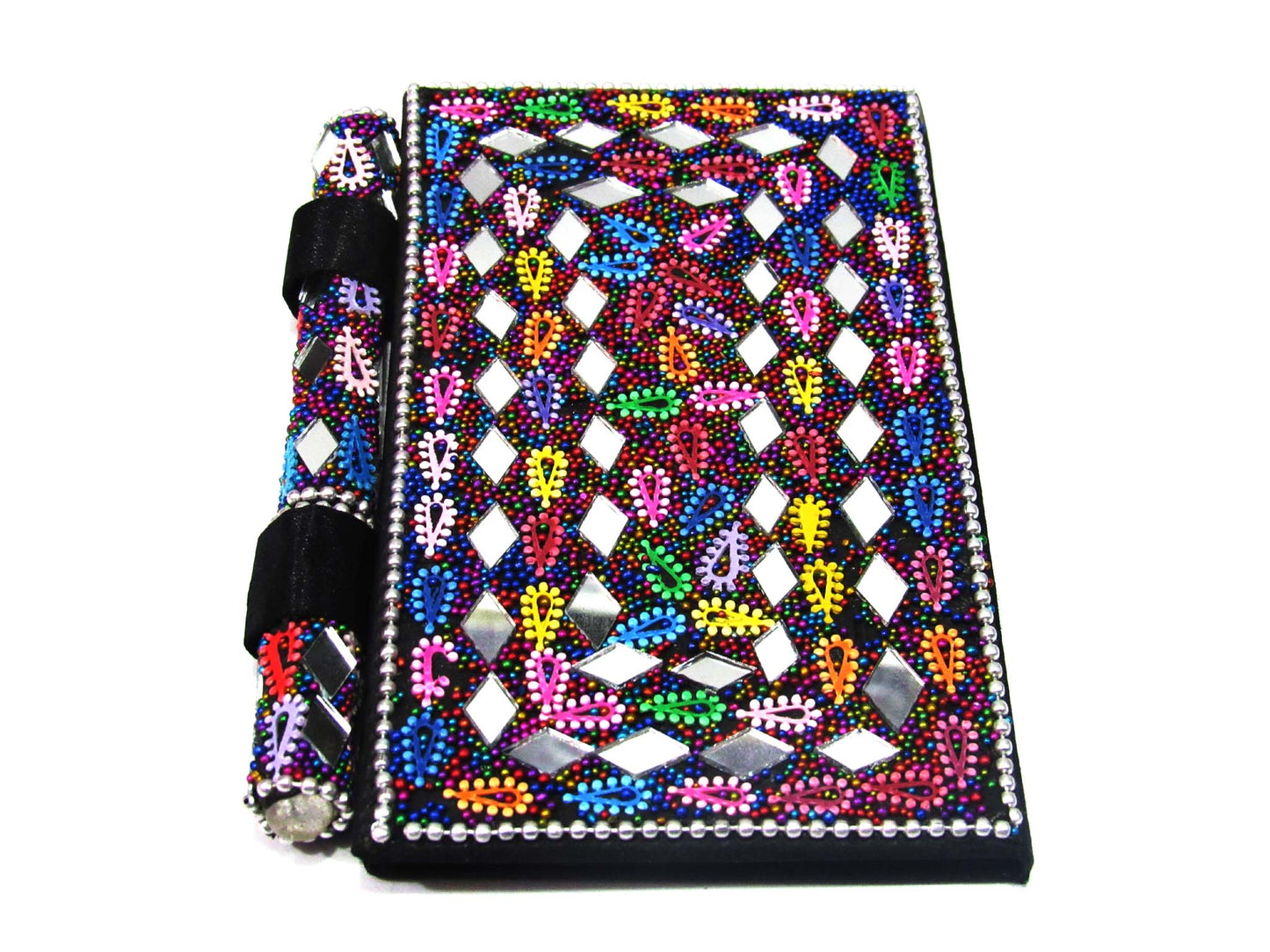 Handmade Lacquer, Mirror And Beats Work Diary With Pen For Gift And Personal Use