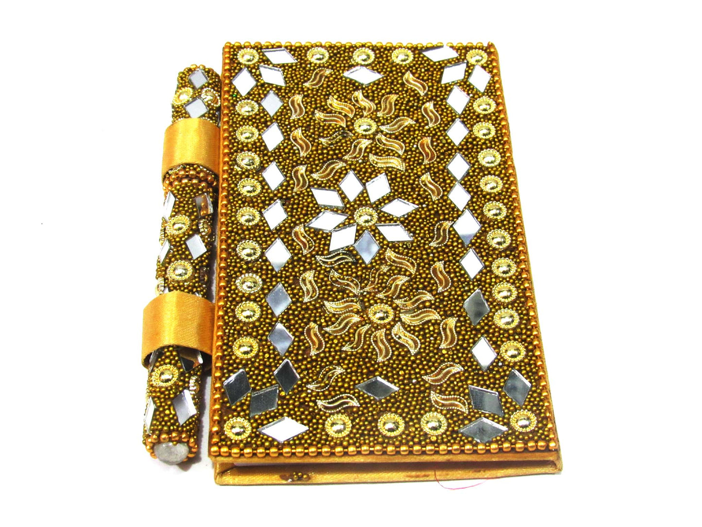 Handmade Lacquer, Mirror And Beats Work Diary With Pen For Gift And Personal Use