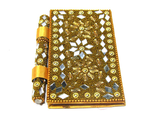 Handmade Lacquer, Mirror And Beats Work Diary With Pen For Gift And Personal Use