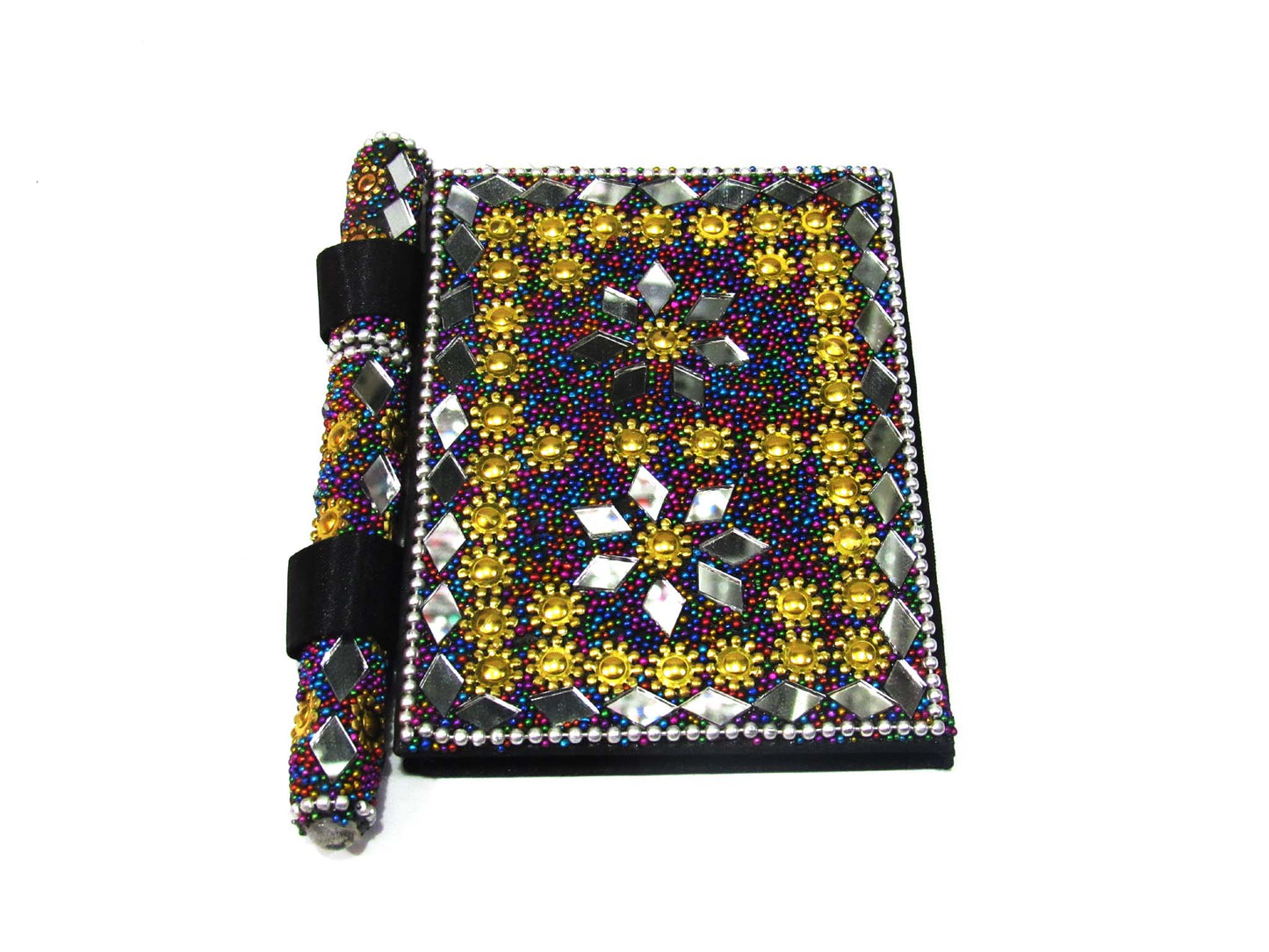 Handmade Lacquer, Mirror And Beats Work Diary With Pen For Personal Use And Gift