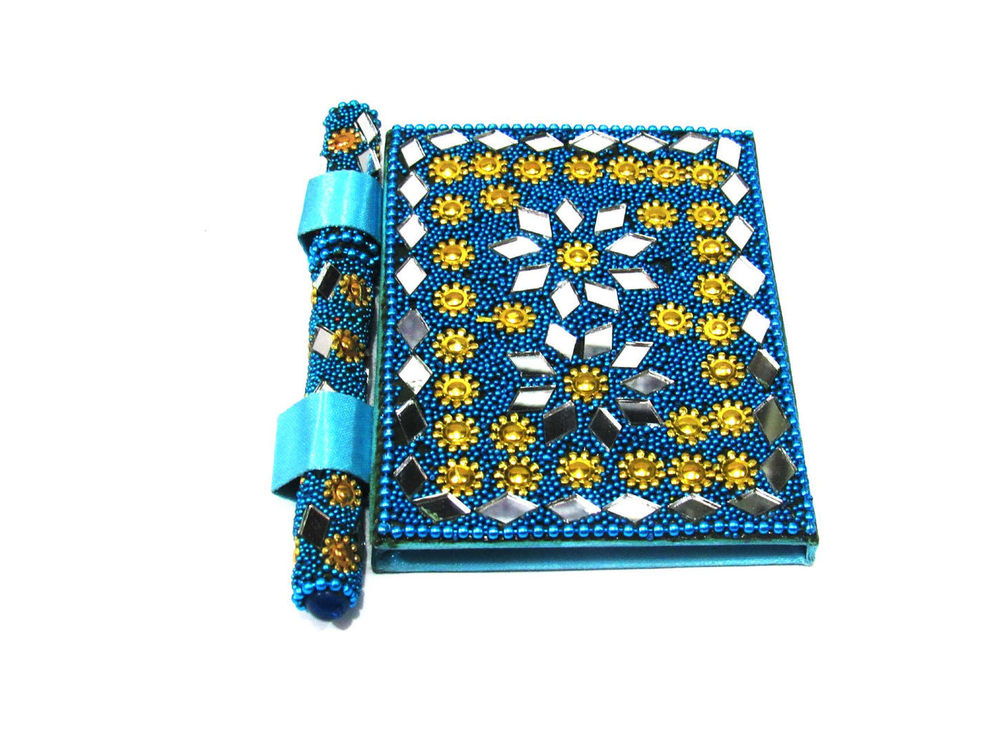 Handmade Lacquer, Mirror And Beats Work Diary With Pen For Personal Use And Gift