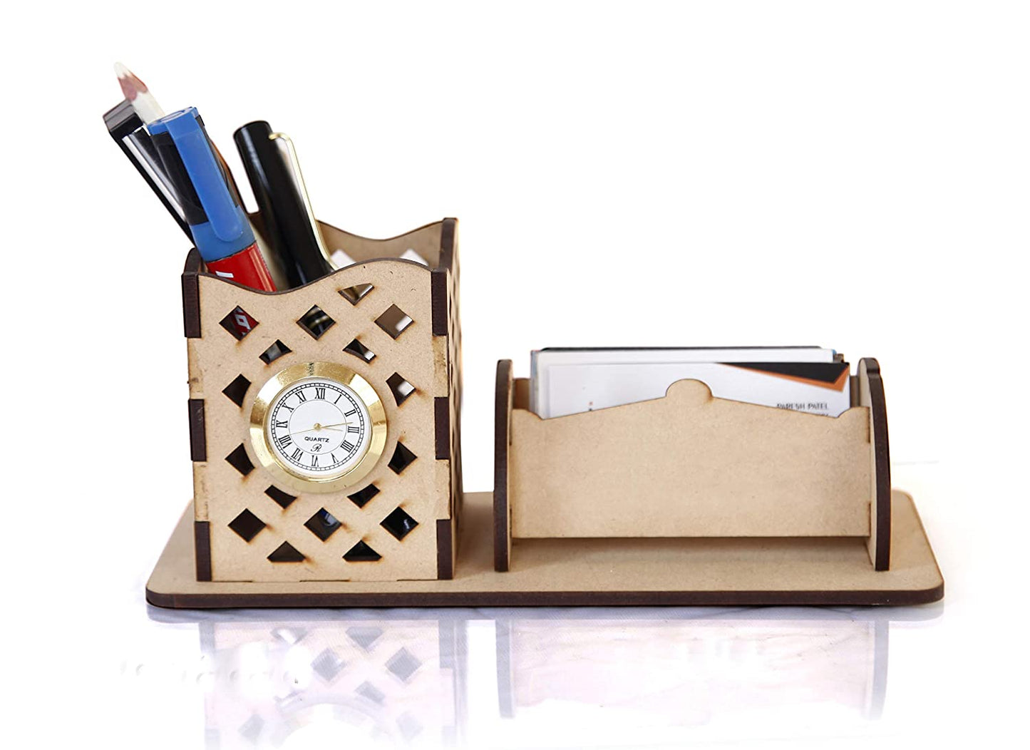 Handmade Wooden Mobile, Visiting Card & Pen Holder Stand