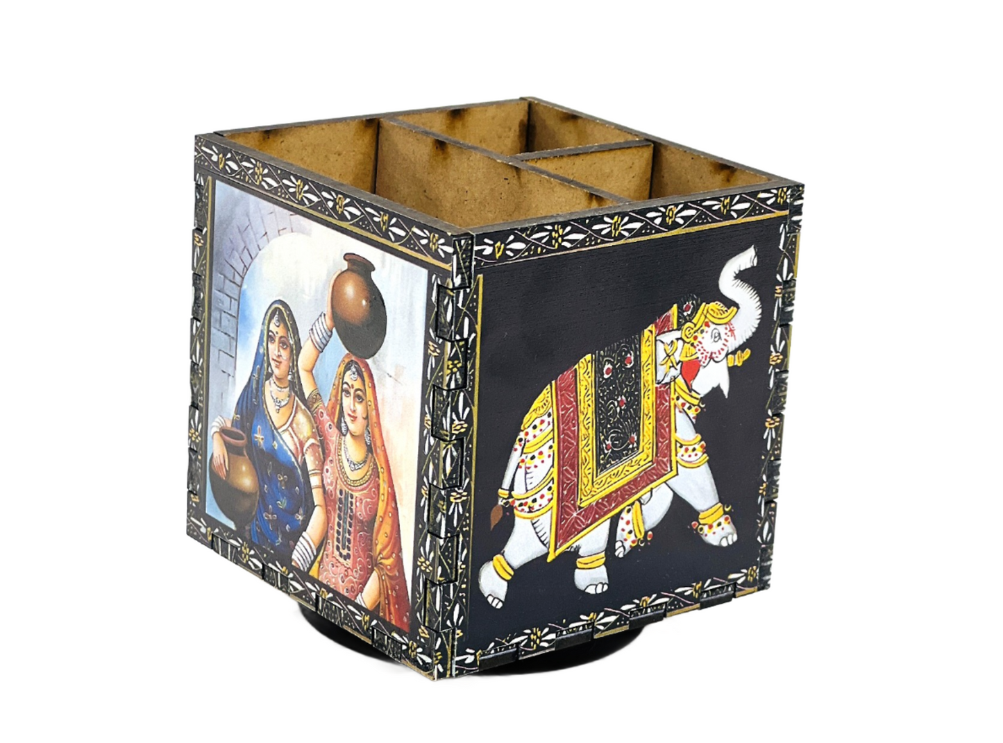 Wooden Hand-Painted Pen/Pencil And Mobile Holder For Home Decor