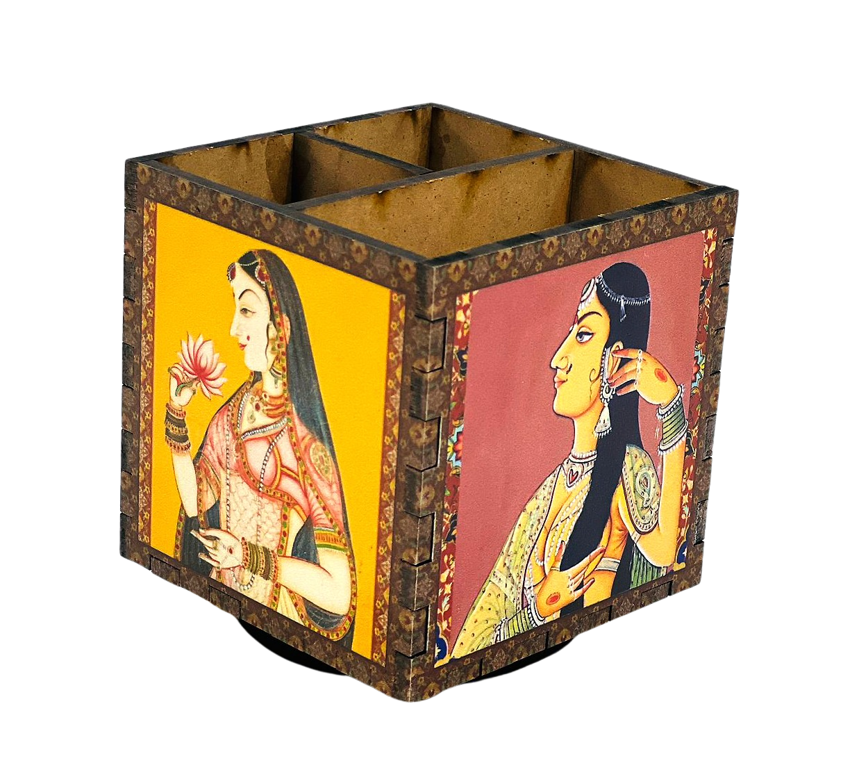 Wooden Hand-Painted Pen/Pencil And Mobile Holder For Home Decor