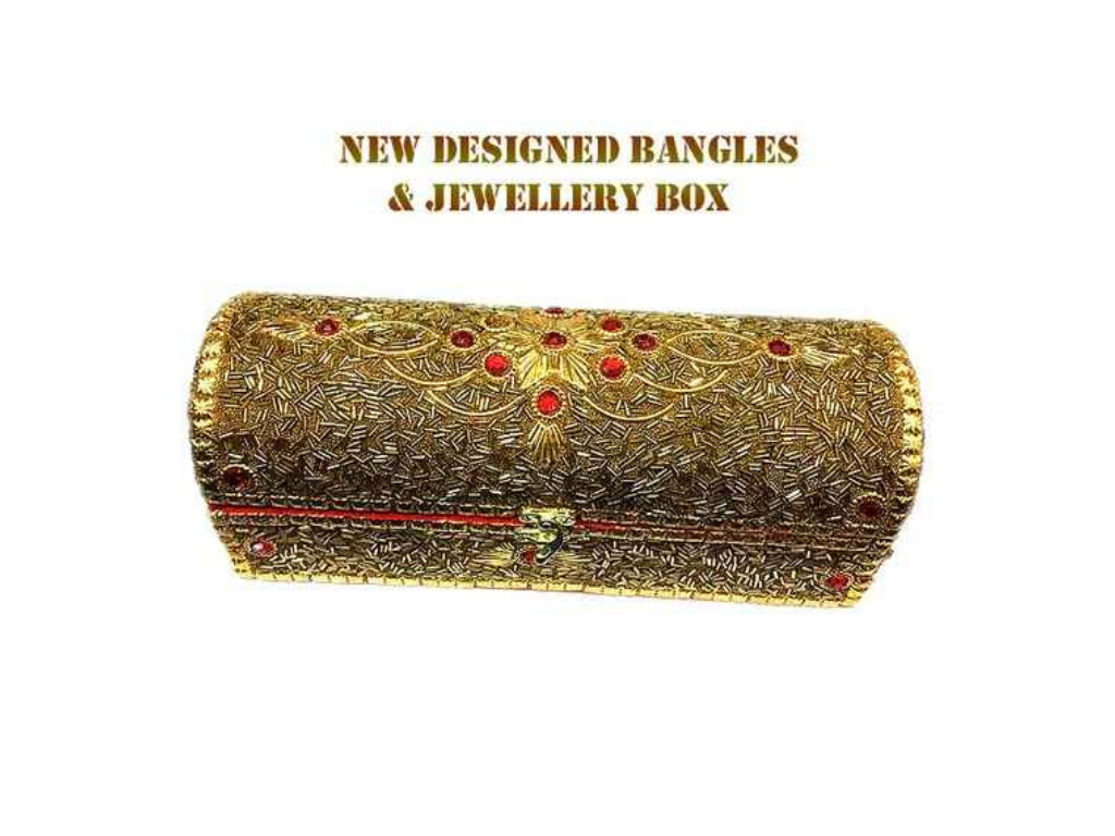 Handmade Stone Beaded Art Work Bangle And Jewellery Box Size