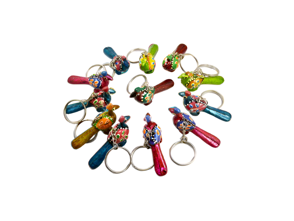 Handmade Microfiber Hand- painted Elephant Multi Colour Key Ring- Set Of 12