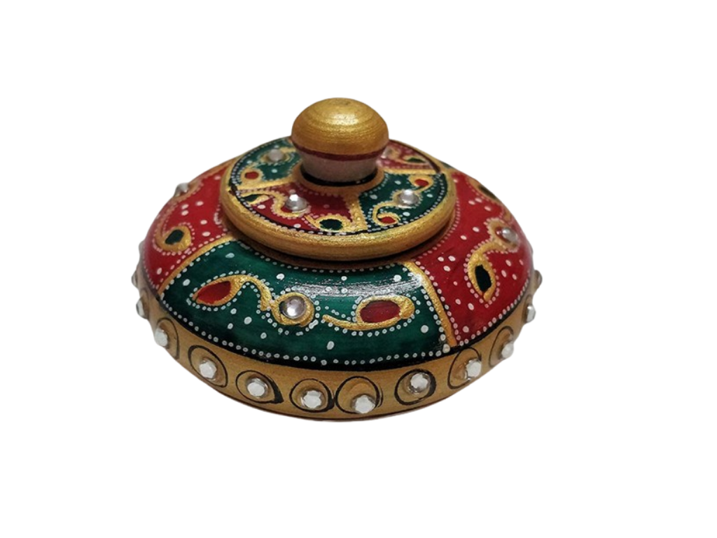 Decorative Marble Meenakari Work Pill And Earrings Box