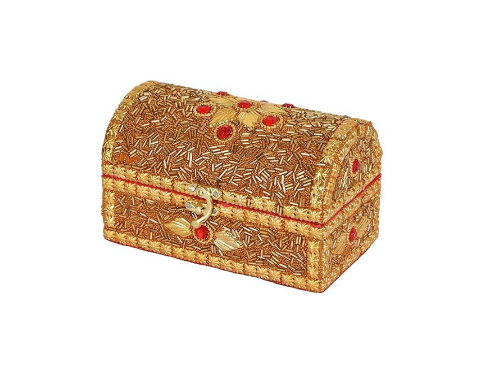 Handmade Stone Beaded Art Work Bangle And Jewellery Box Size