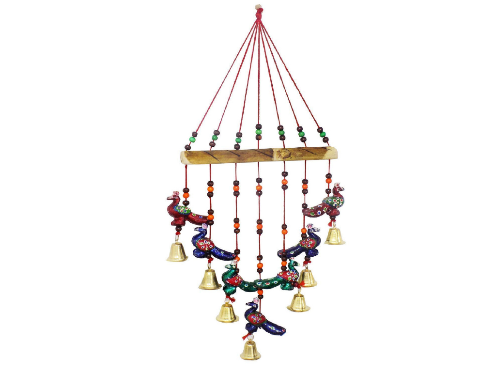 Multicolour Handcrafted Decorative Seven Peacock Wall, Door, Window Hanging