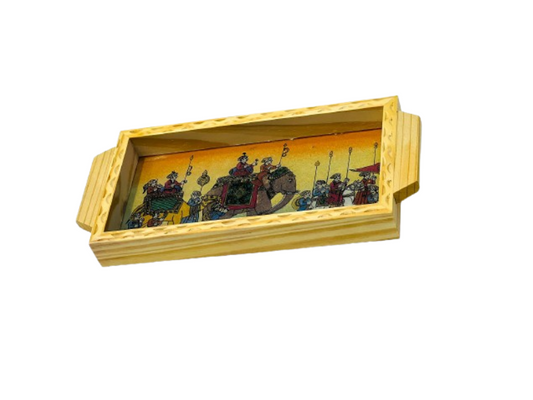 Handmade Ethnic Gemstone Painted Pretty Wooden Serving Tray (4x8)