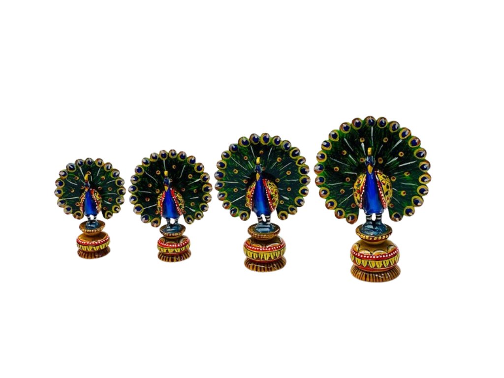 Handmade Beautiful Wooden Dancing Peacock Set