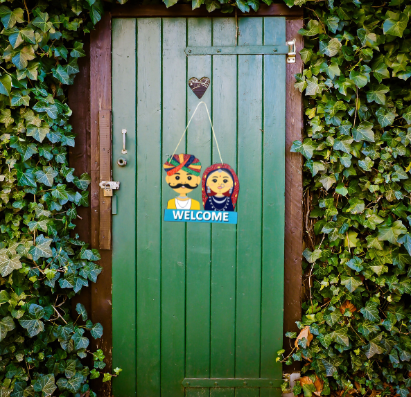Handmade Wooden Indian Style Welcome Door Hanging
