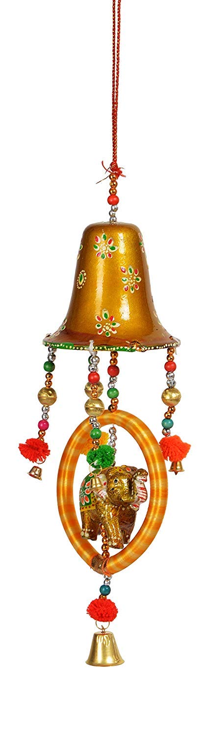 Handmade Beautiful Bell Design And Elephant Figurine Hanging