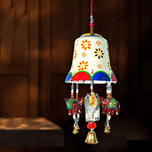 Handmade Beautiful Bell Design And Elephant Figurine Hanging