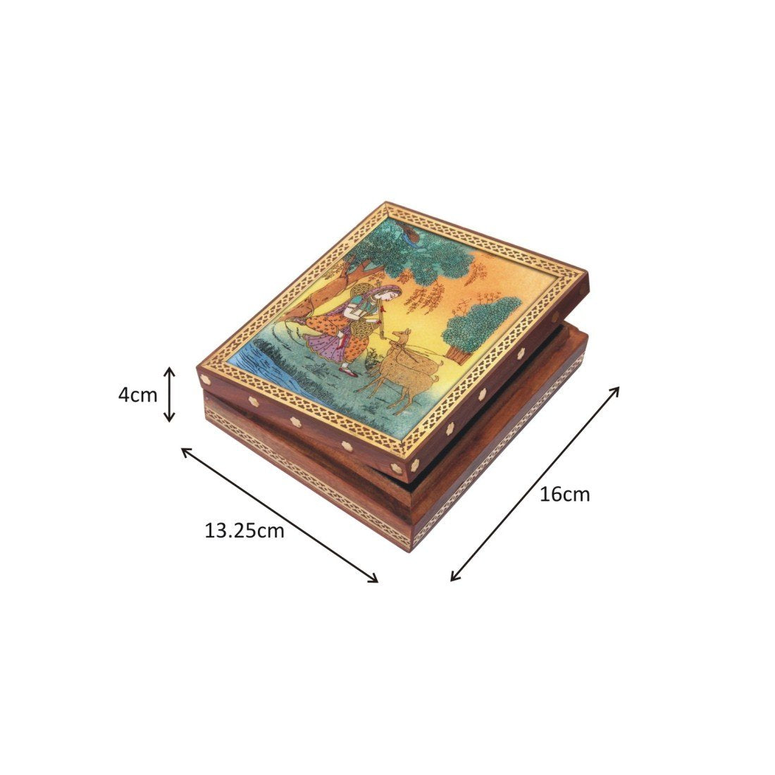 Rosewood Handmade Real Gemstone Painting Jewellery Box/Trinket Box
