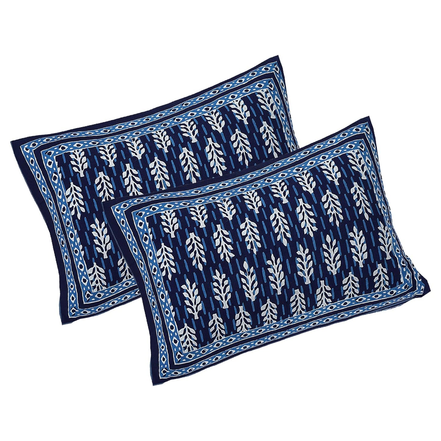 Jaipuri Microfiber Cotton Bedsheet King Size | 240 TC King Size Soft Bed Cover with 2 Pillow Cover | Hypoallergenic Bedsheet for Double Bed | Anti Fade and Printed (108x108 Inches, Dark Blue)