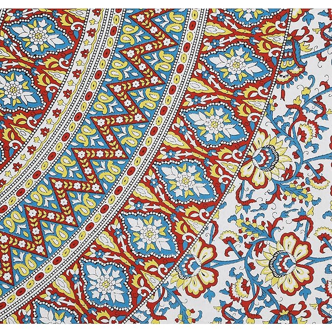 Jaipuri Comfort Rajasthani Traditional Sanganeri Print 144 TC Cotton Double Bedsheet with 2 Pillow Covers - King