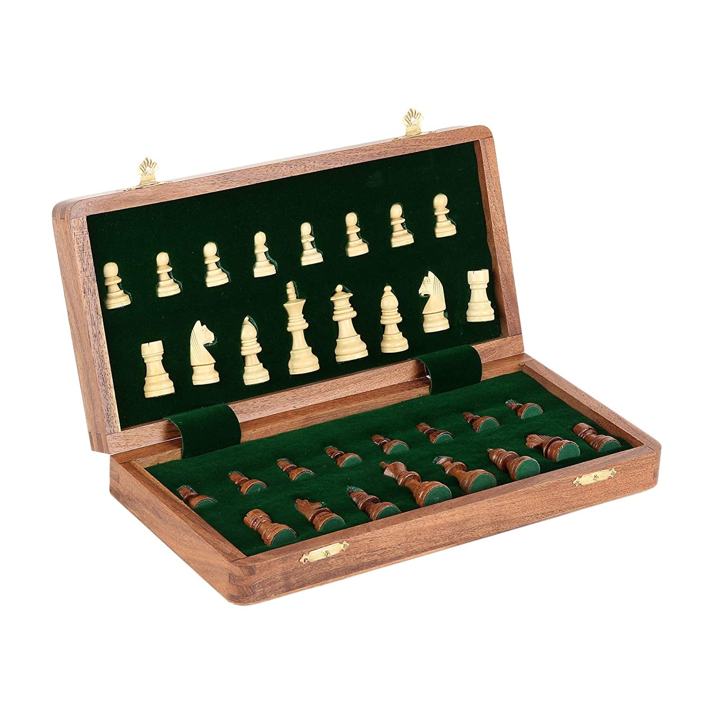 Wooden Chess Set With Magnetic Board And Hand Carved Chess Pieces