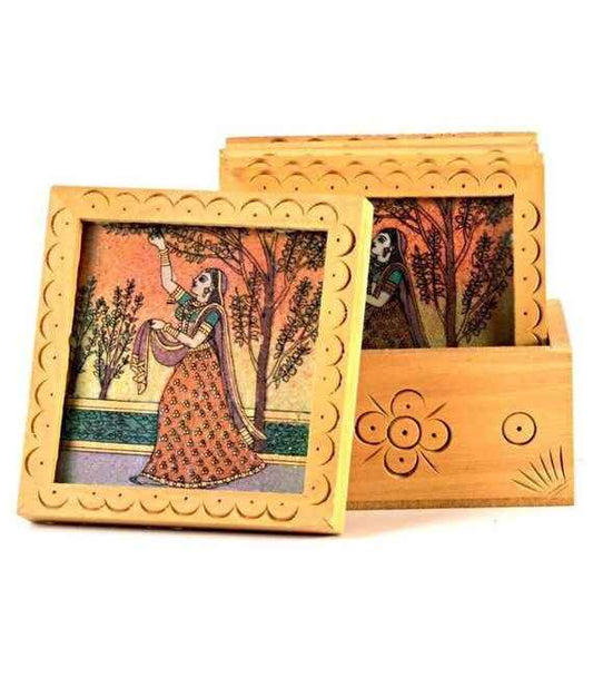 Handmade Unique Gemstone Painting 6 Pc Tea Coaster