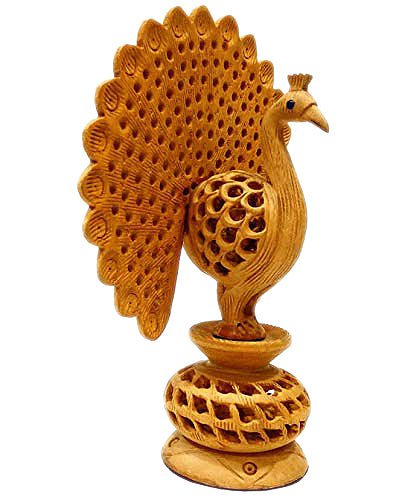Wooden Dancing Peacock Showpiece Statues