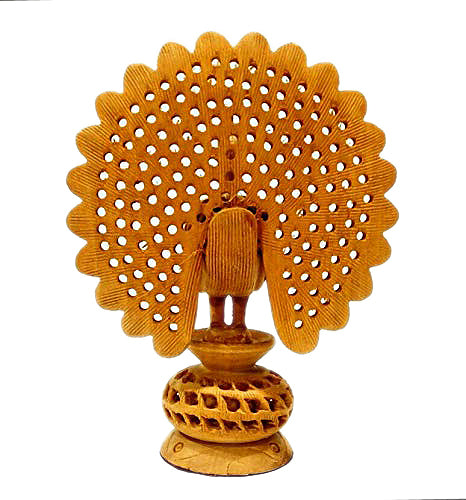 Wooden Dancing Peacock Showpiece Statues