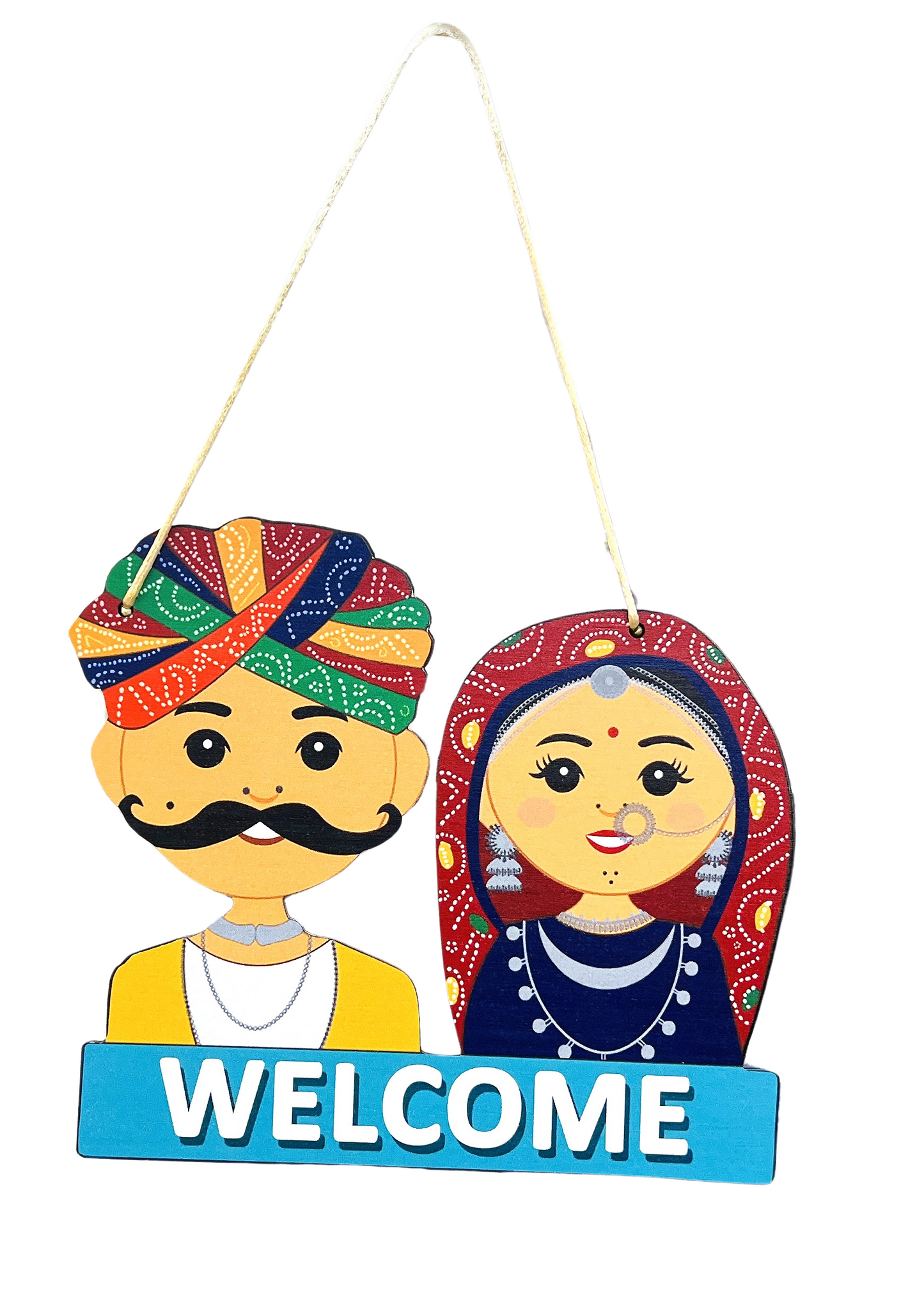 Handmade Wooden Indian Style Welcome Door Hanging