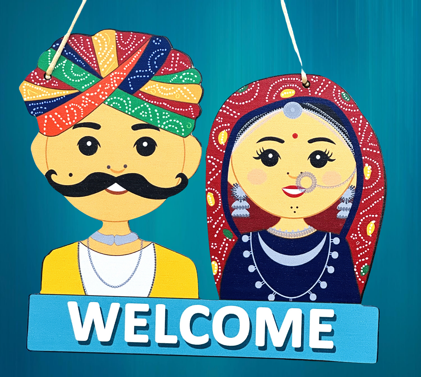 Handmade Wooden Indian Style Welcome Door Hanging