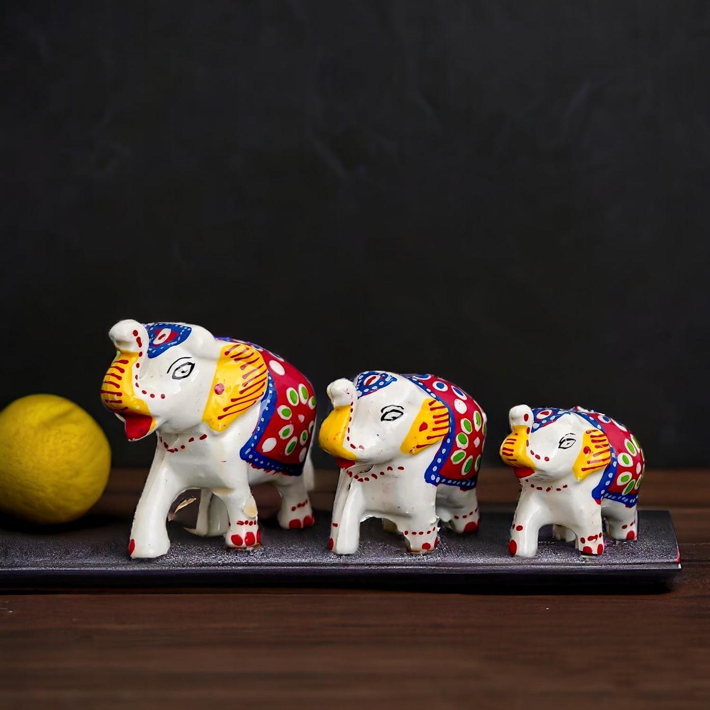 Handcrafted 3pc Elephant Family Set Showpiece For Home Decor And Gift