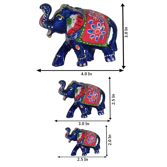Handcrafted 3pc Elephant Family Set Showpiece For Home Decor And Gift