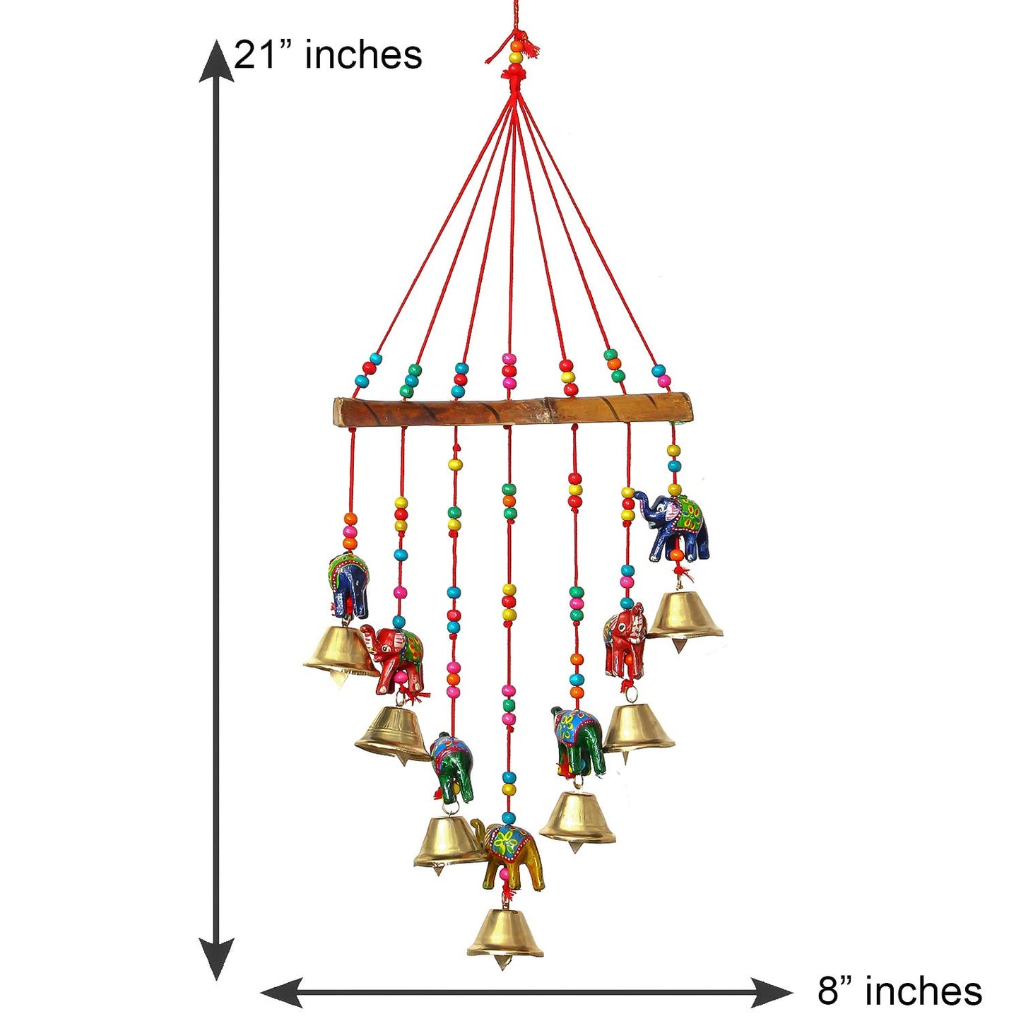 Multicolour Handcrafted Decorative Seven Elephant Wall, Door, Window Hanging