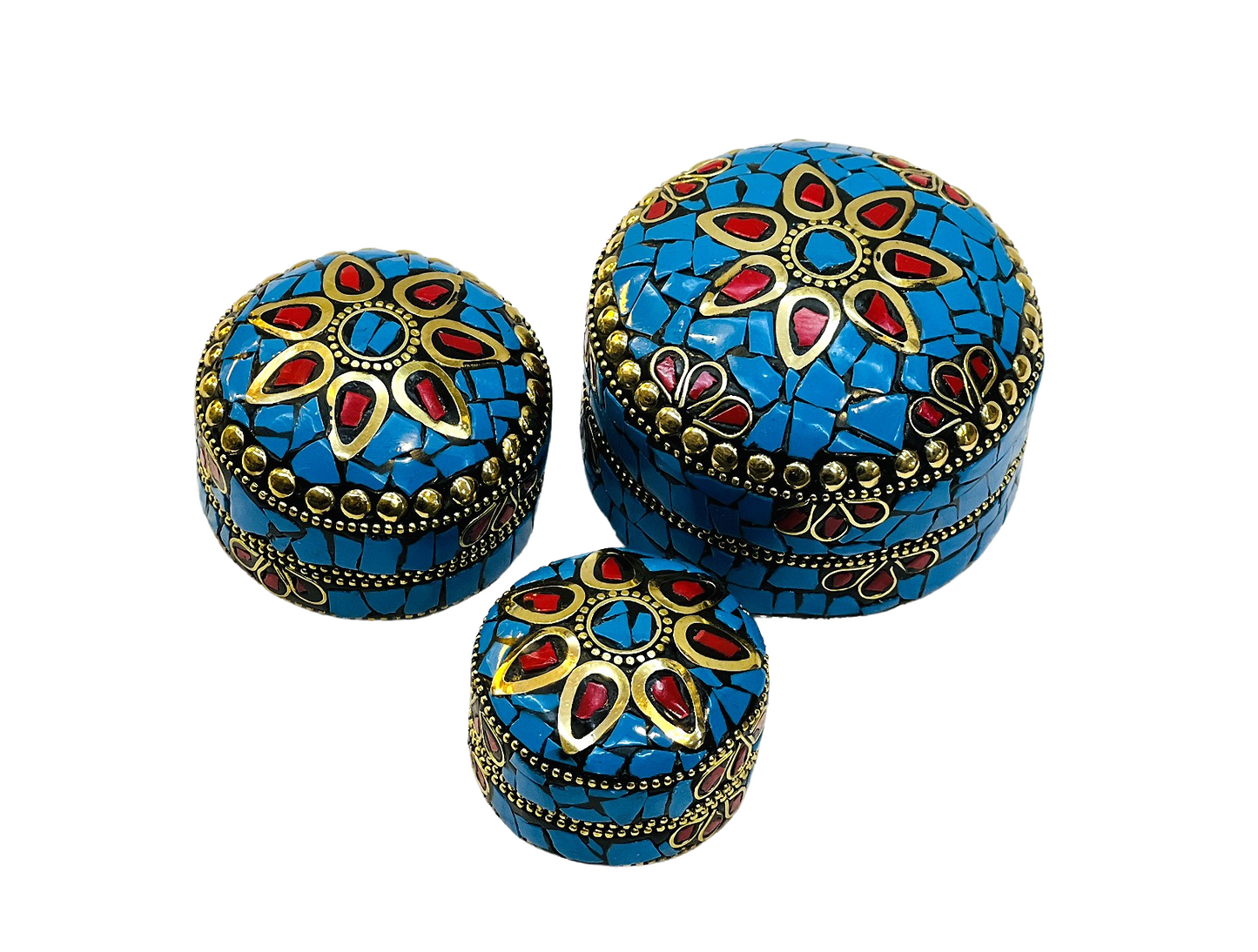 Handmade 3pc Set Feroza Stone Work Jewellery Box