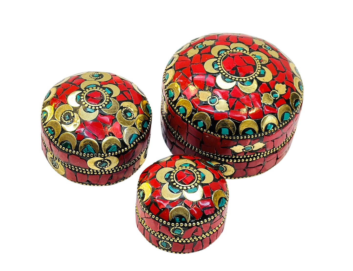 Handmade 3pc Set Feroza Stone Work Jewellery Box