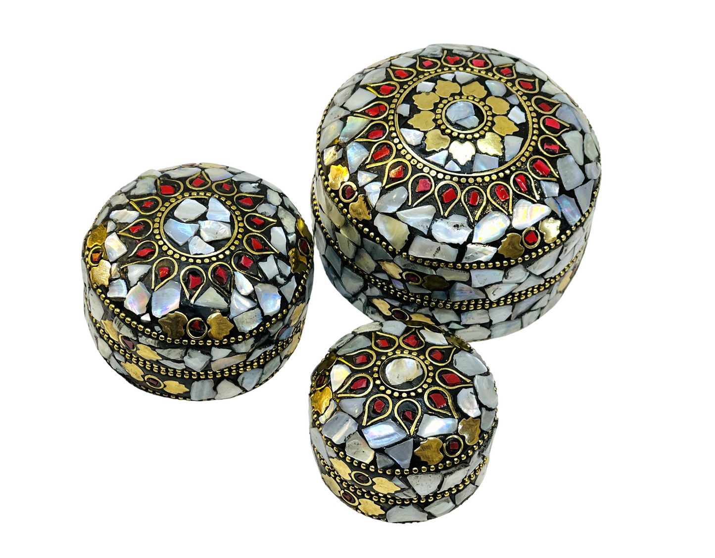 Handmade 3pc Set Feroza Stone Work Jewellery Box